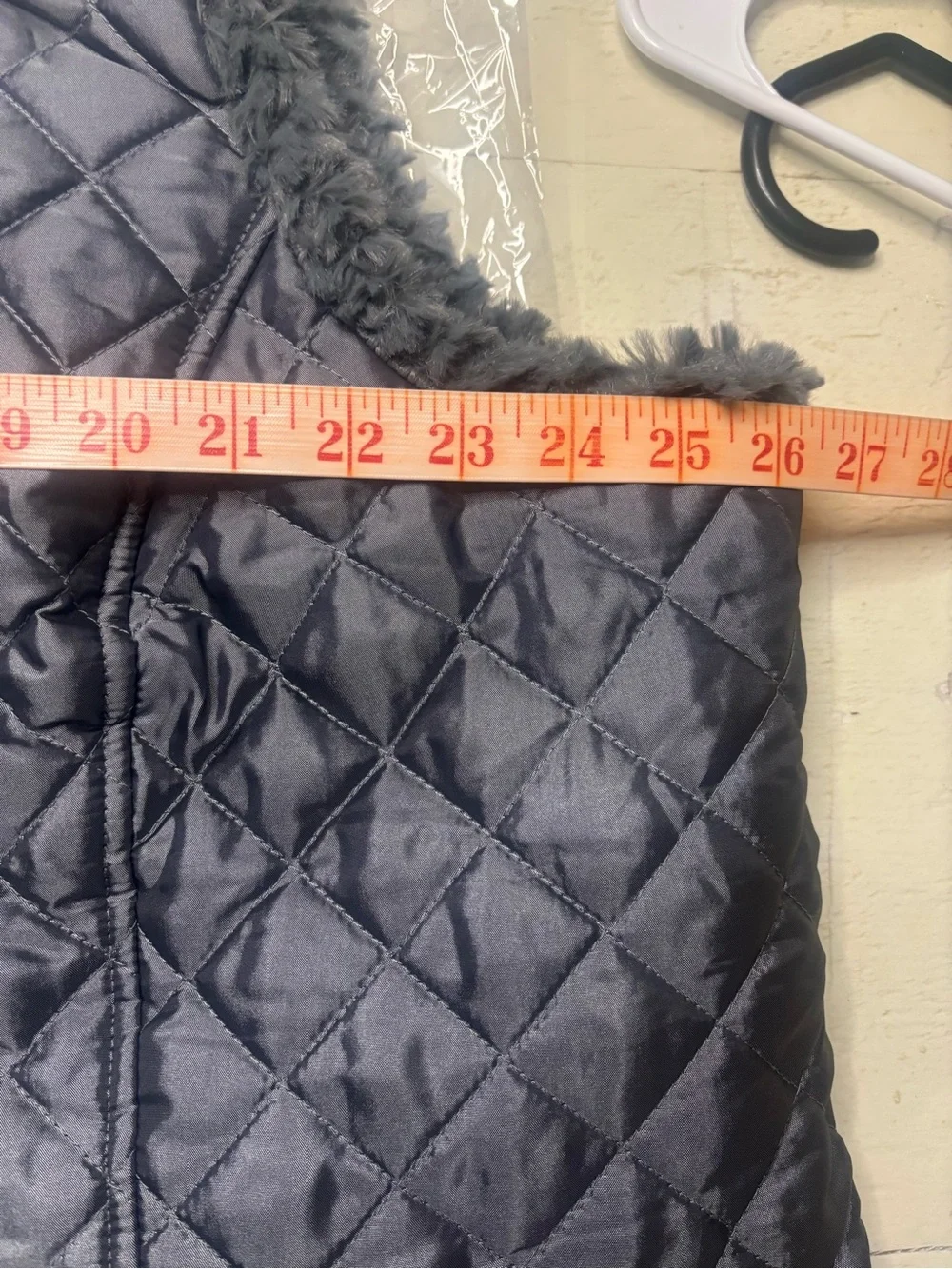 Denim & Co. Reversible Textured Faux Fur Quilted Vest Zip Front Grey Size 2X New
